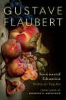 Cover of Sentimental Education: The Story of a Young Man by Gustave Flaubert: Still-life painting of rotting grapes and peaches rotated broadside. Author name is fully capped at top with title at the bottom, all in green.