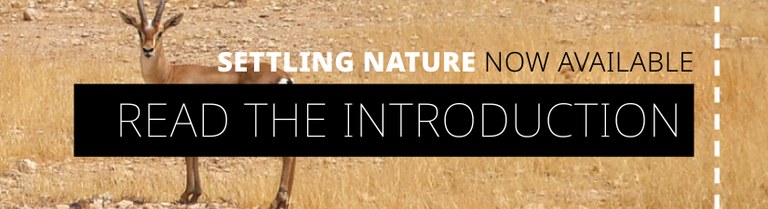 Close crop of book cover of Settling Nature with text: Settling Nature: Now Available. Read the Introduction.