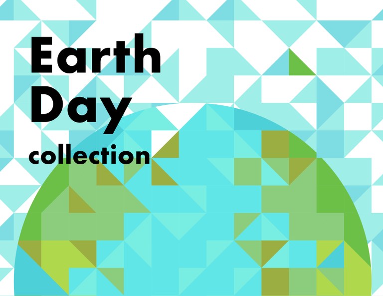 A pixelated planet Earth in geometric shapes in bright greens and light blues against a white background with geometric light blues and whites in random array.