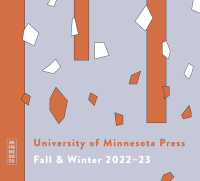 Catalog cover: Periwinkle background with several dark-orange vertical columns and trapezoid-shaped debris in white and dark-orange randomly sprinkled throughout.